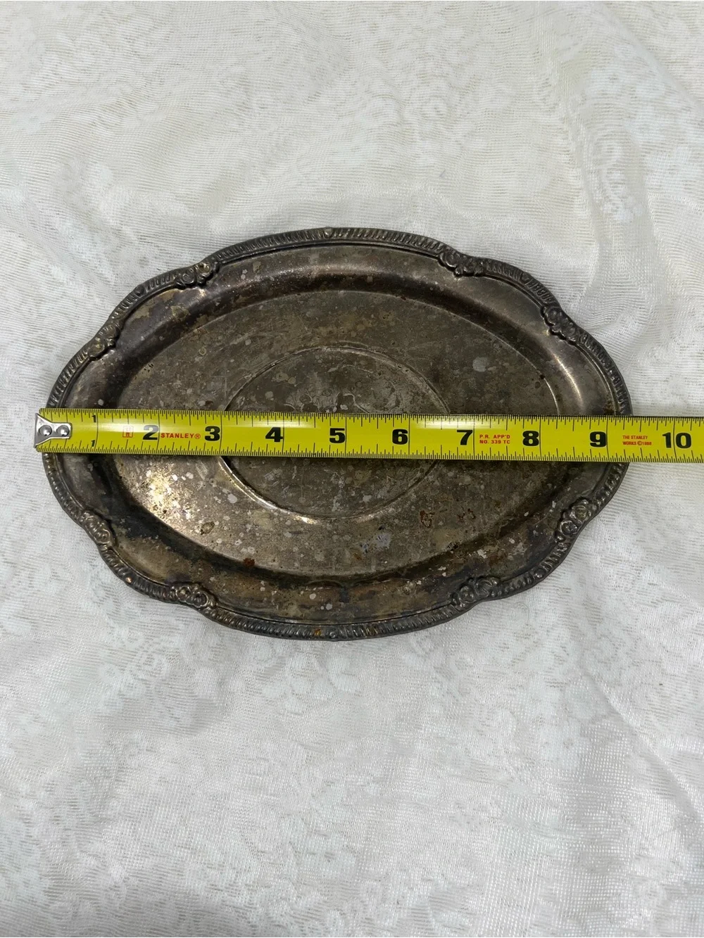 Vintage Silver Plated Gravy Boat with Matching Tray in Patina